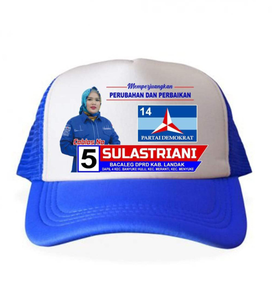 Produksi Topi jaring Biru Demokrat