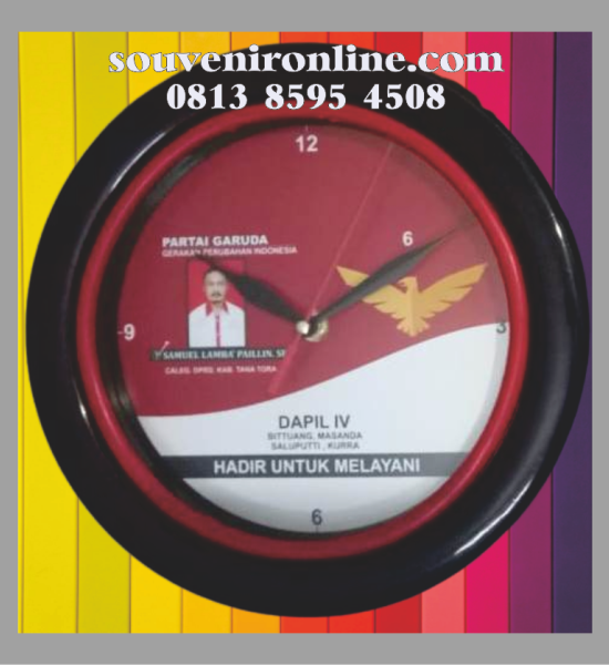 Jam dinding Partai Garuda Hitam 25 cm