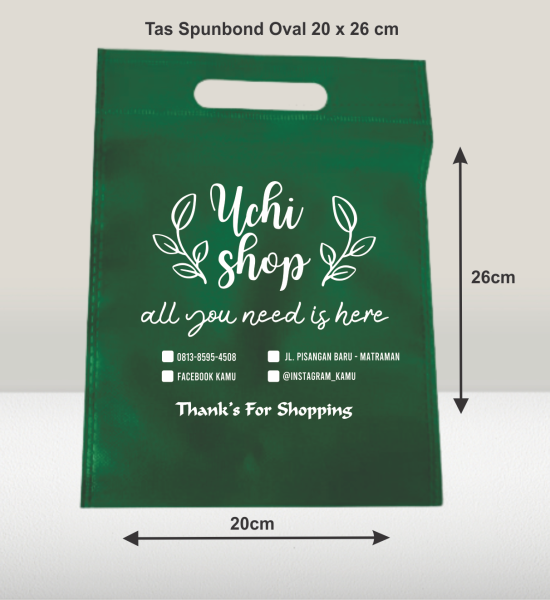 Tas Spunond handle Pon Hijau 65g 20 x 26 cm 