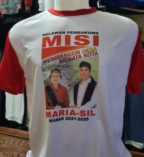 Kaos Partai Bahan Hyget Putih List Merah