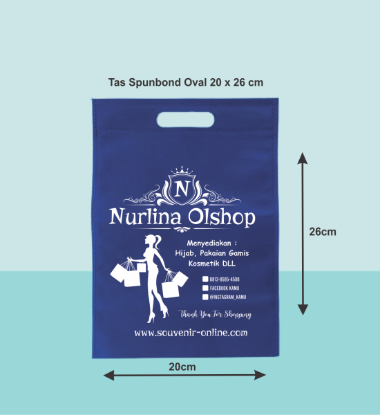 Tas Spunboond 65 Gsm Oval Biru 20 x 26 cm 